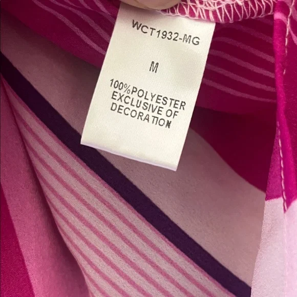 THML Blouse Women’s Sz M Davis Striped Pink/Purple Feminine Chic Summer NWT - Picture 9 of 10